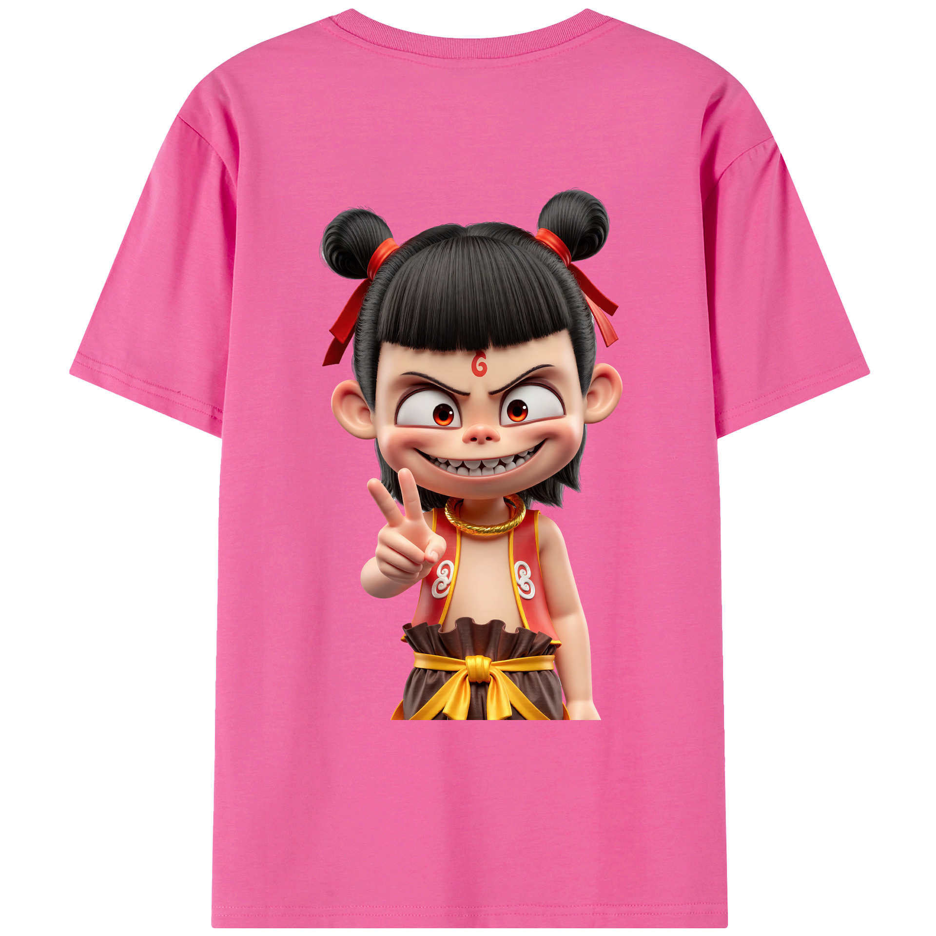 （画像用） Ne Zha 2 ナタ 魔童の大暴れ レディース半袖Tシャツ(バックプリント)